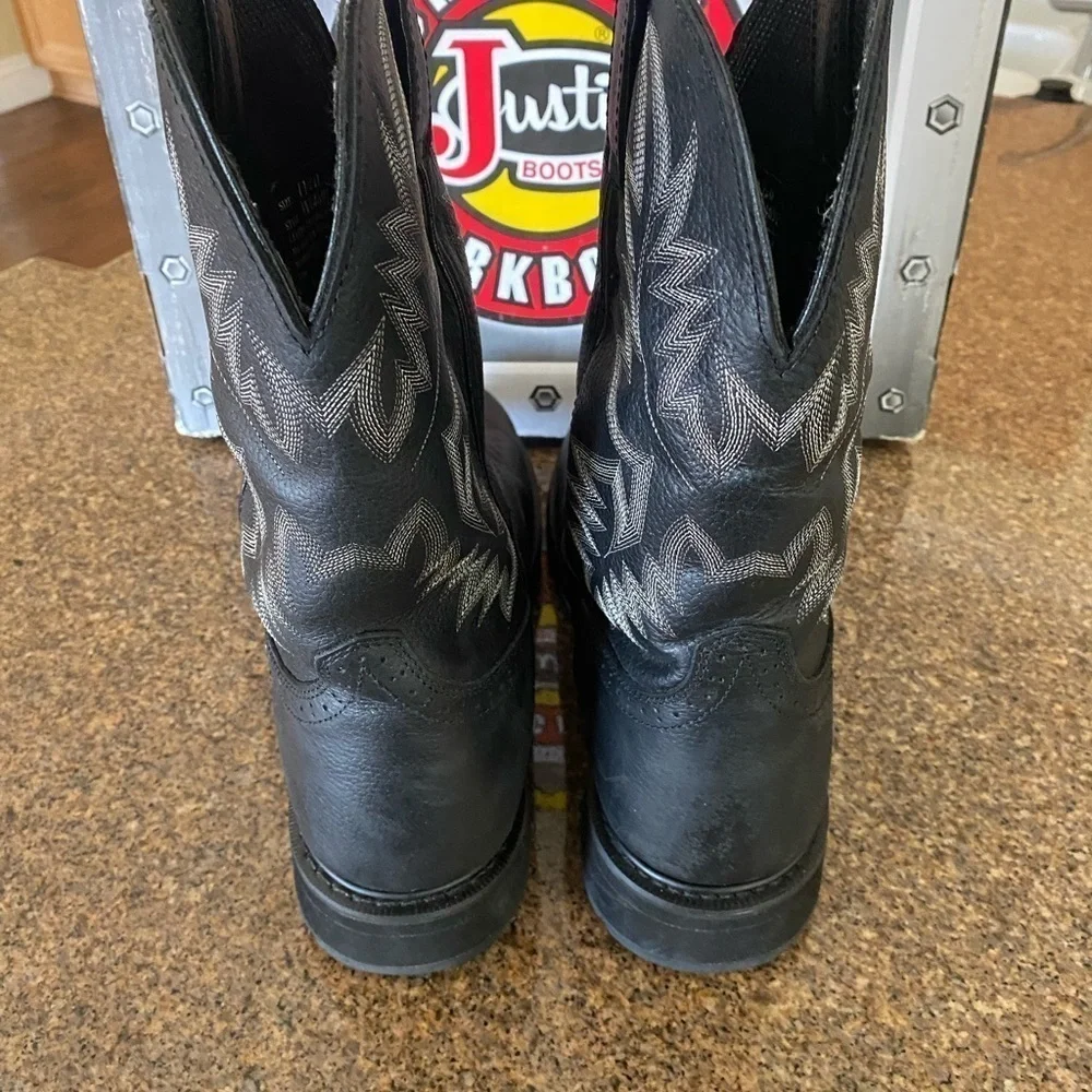Justin Boots WK4691 Men's Black Oiled Boots New in Box  Size 11 1/2​​​​​​​​​​ - Picture 3 of 9